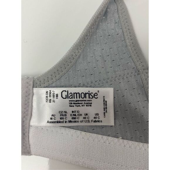 Glamorise Double Layer Sports Bra Womens Size 40C White Gray - Picture 7 of 8